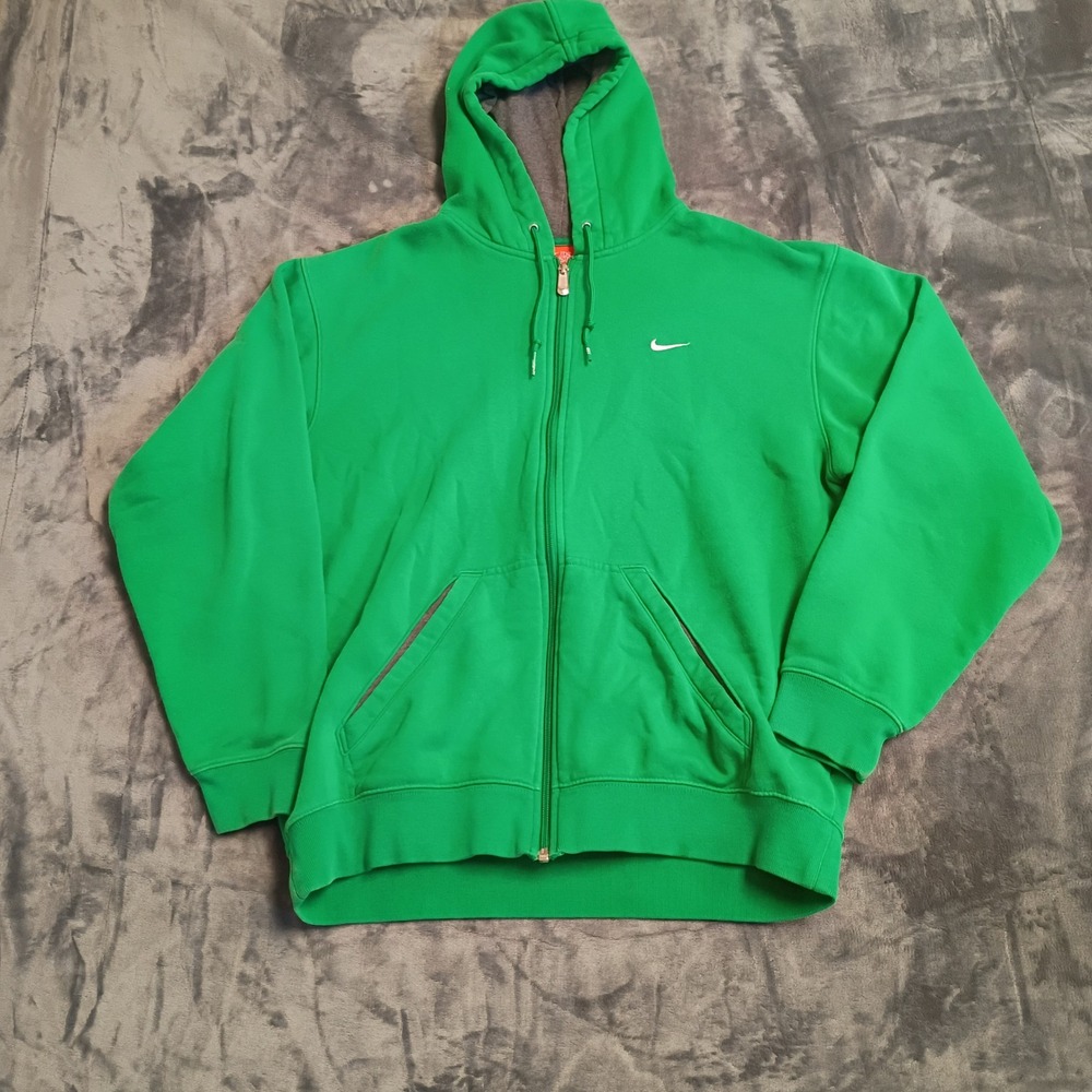 Nike Full Zip Hoodie Mens Medium Green Athletic Dept Swoosh Fleece Sweatshirt